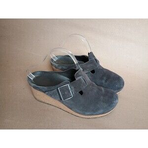 Papillio by Birkenstock Fanny Wedge Buckle Clogs Mules Womens Sz 8 EU 39 Gray